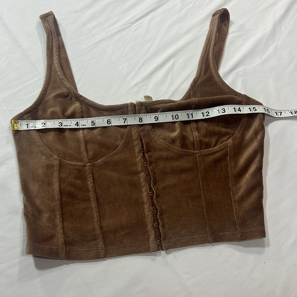 Meraki brown corset style corduroy top size L - Picture 3 of 7